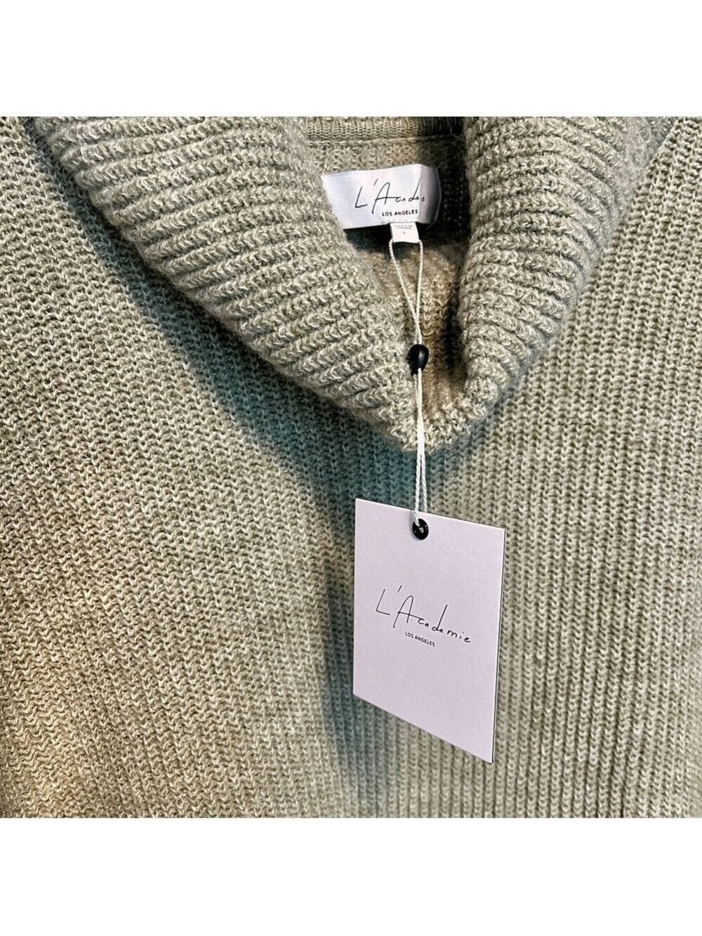 New L’Academie Sable Turtle Neck Mini Sweater Dress Light Olive size large - Picture 5 of 7